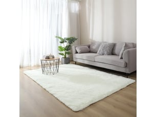 Tapis salon shaggy 160 x 230 cm descente de lit tapis poils longs blanc beige tapis doux pour salon chambre canapé