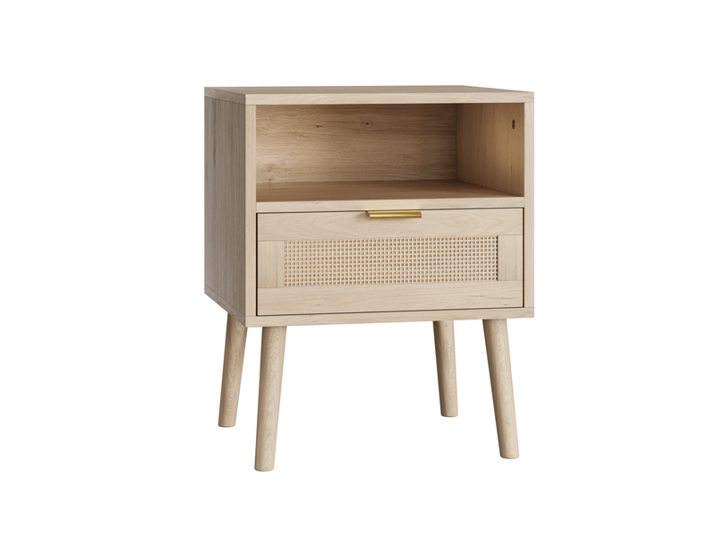  Chevet bohème chêne avec 1 tiroir et niche ouverte 45 x 40 x 55 cm  - Conforama A