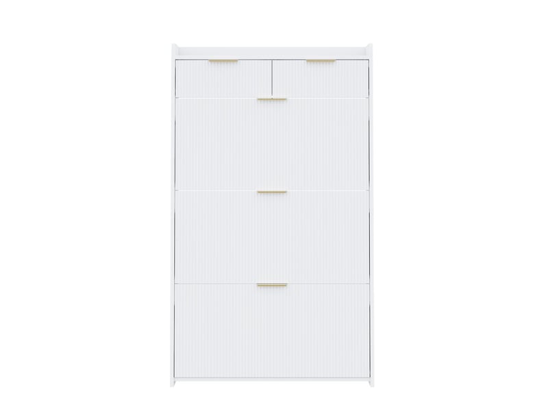  Meuble à chaussures 3 abattants et 2 tiroirs blanc 80 x 25 x 135 cm N657P45809091W - Conforama A