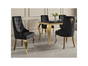 Lot de 2 chaises baroques velena en velours noir capitonné avec pieds dorés