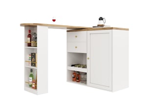Bar coloris blanc <strong>MERAX</strong> <strong>table de bar blanc</strong> - 204 cm