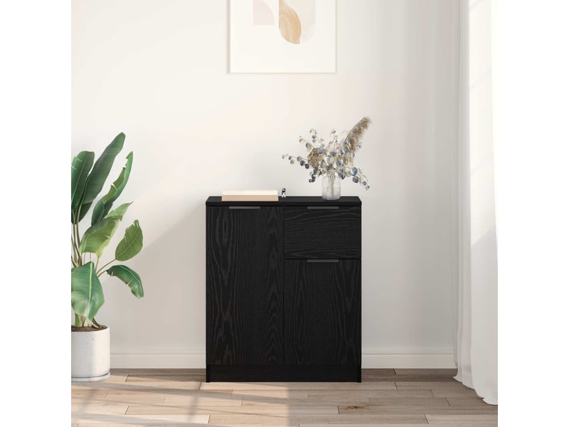 Buffet - bahut - meuble de rangement chêne noir 60 x 30 x 70 cm bois d'ingénierie - Conforama D