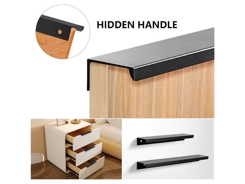  Jeu de 10 poignées cachées noires de 128 mm, poignées en aluminium pour portes de meubles et bureaux  - Conforama C