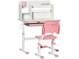 Bureau enfant avec chaise réglable rose 80 x 52 x 88-109 cm, plateau inclinable dès 3 ans