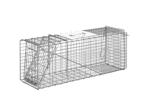 Cage de capture pliable  vivants, 81 x 26 x 34,5 cm, en fil de fer, avec porte et poignée, pour lapins, couleur argent.