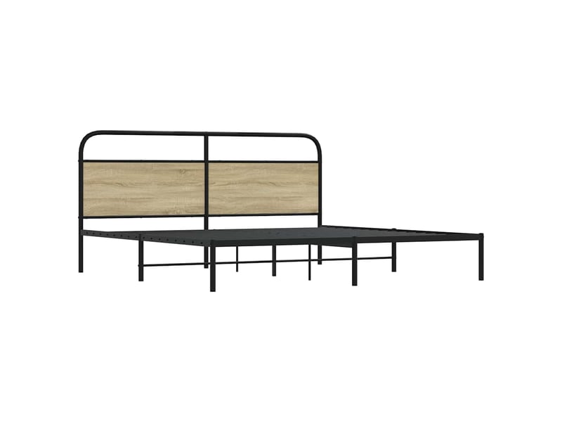 Lit double- lit adulte - cadre de lit en métal sans matelas chêne sonoma 200x200 cm - Conforama B