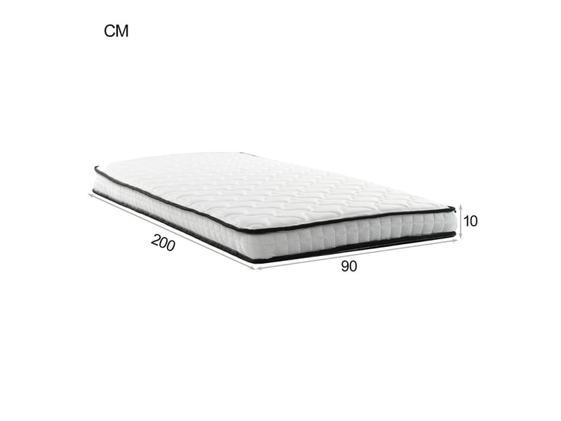 Matelas à ressorts 90×200cm, h3 10 cm, avec modules ergonomiques et soulagement des lombaires, matelas roulé - Conforama C