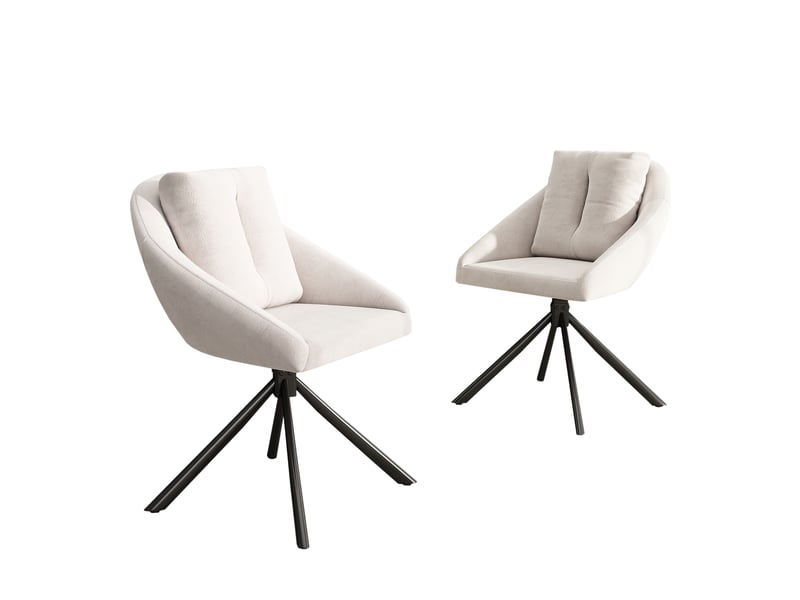  Lot de 2 chaises de salle à manger pivotantes en velours beige  - Conforama A