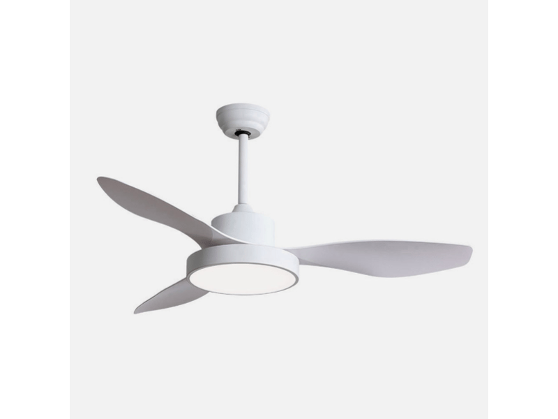  Ventilateur de plafond fabrilamp hayate dc blanc 3 pales 120 cm 6 vitesses led 48 w télécommande 128591301 - Conforama E