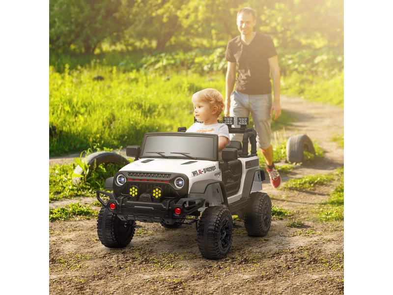  Voiture électrique pour enfants de 3 ans et plus avec batterie 12 v, télécommande, phares led, klaxon et musique - blanche  - Conforama C
