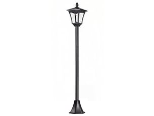 Lanterne solaire led jardin, inox, 160 cm, anti-vent, ip44, capteur luminosité, 30 lm, piquet sol, noir.