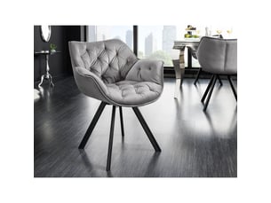 Lot de 2 chaises design comfy pivotantes à 180° en velours gris capitonné et pieds noirs