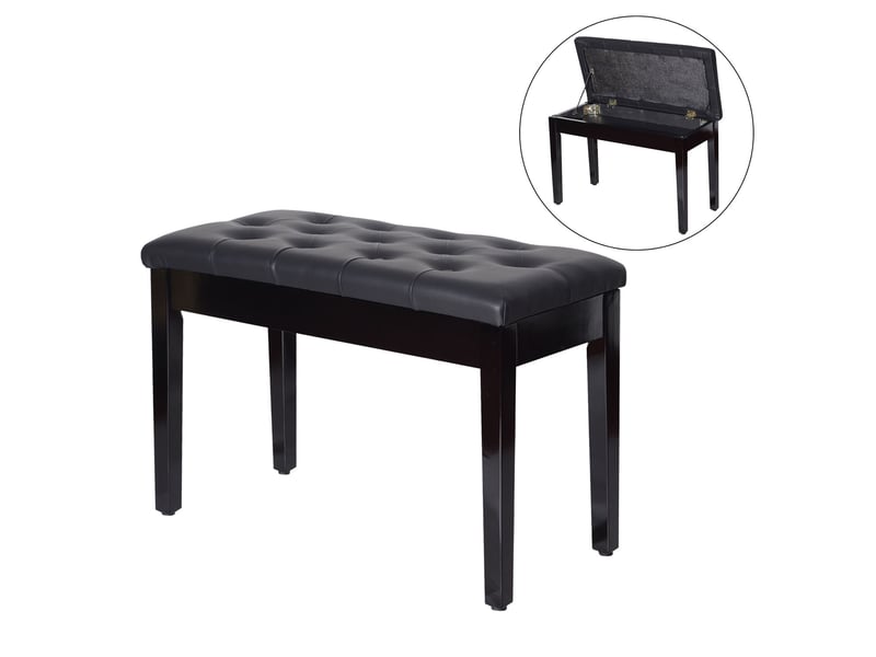  Tabouret de piano avec espace de rangement sous l'assise en cuir synthétique 76x36x50 cm noir  - Conforama A