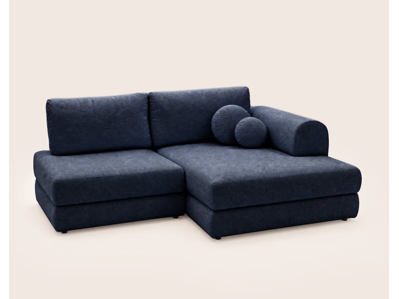  April - canapé d'angle droit 4 places convertible avec coffre en velours texturé - best mobilier - bleu marine APRIL - Conforama E