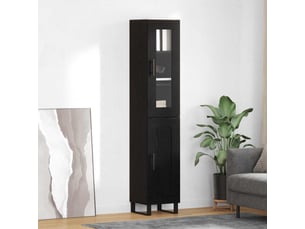 Buffet - haut armoire chêne noir 34,5 x 34 x 180 cm bois d'ingénierie