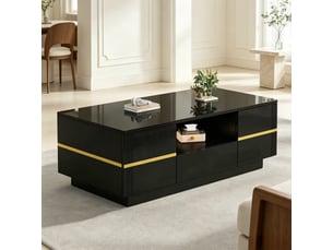 Table basse rectangulaire coloris noir <strong></strong> <strong>Fay Lum</strong> - 50 cmx100 cm
