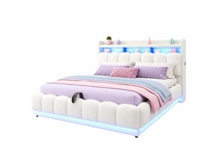 Lit coffre 180x200 cm <strong>HAUSS SPOLE</strong> <strong></strong> coloris blanc
