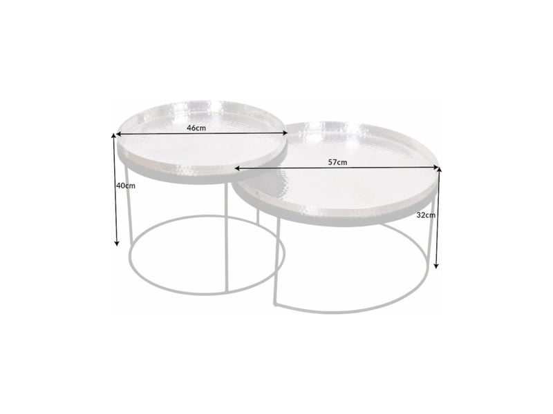  Tables basses gigognes vortex dorées aluminium – lot de 2 tables rondes design effet martelé  - Conforama C