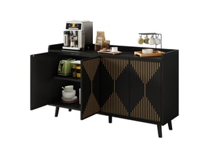 Buffet 4 porte(s)  0 tiroir(s) <strong>MIVRAY </strong> <strong></strong> - 140 cm coloris noir 