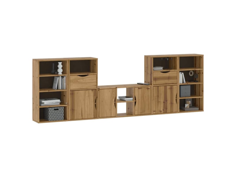  Meubles tv - banc tv - meuble de rangement 5 pcs avec rangement odda bois de pin massif  - Conforama D