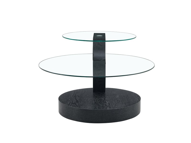  Table basse - 90x51x44cm - en verre trempé &amp; mdf - table de salon multiniveau aspect bois - noir  - Conforama A