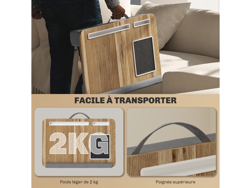  Support ordinateur portable lit avec traversin fente pour tablette ou téléphone tapis de souris poignée repose-poignet  - Conforama R