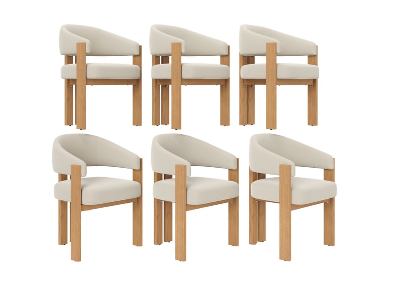  Lot de 6 chaises de salle à manger 49x47x78 cm ergonomiques métal beige et naturel  - Conforama A