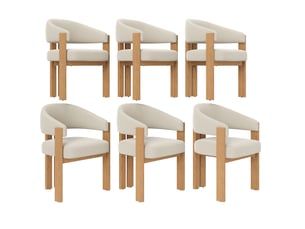 Lot de 6 chaises de salle à manger 49x47x78 cm ergonomiques métal beige et naturel
