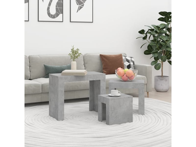  Tables basses gigognes 3 pcs | table de salon gris béton bois d'ingénierie  - Conforama B