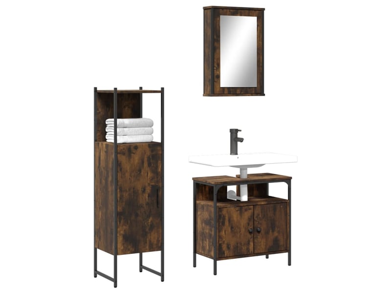  Ensemble de meubles de salle de bain 3 pcs chêne fumé cf63696  - Conforama B