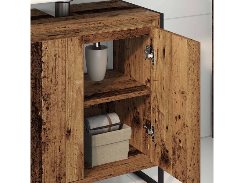  Cabinet de salle de bain, meuble de rangement bois ancien 60x30x60 cm  - Conforama D