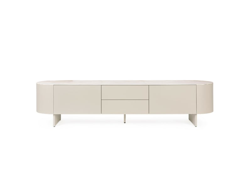  Meuble tv beige céramique 2 portes 2 tiroirs 200 cm sidra  - Conforama C