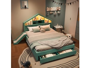 Lit cabane 140x200 cm <strong>HAUSS SPOLE</strong>  <strong></strong> coloris bleu