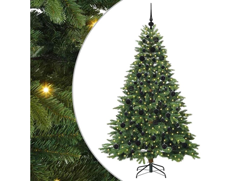 Sapin de noël - arbre de noël artificiel avec 300 led vert 180 cm pe et pvc - Conforama A