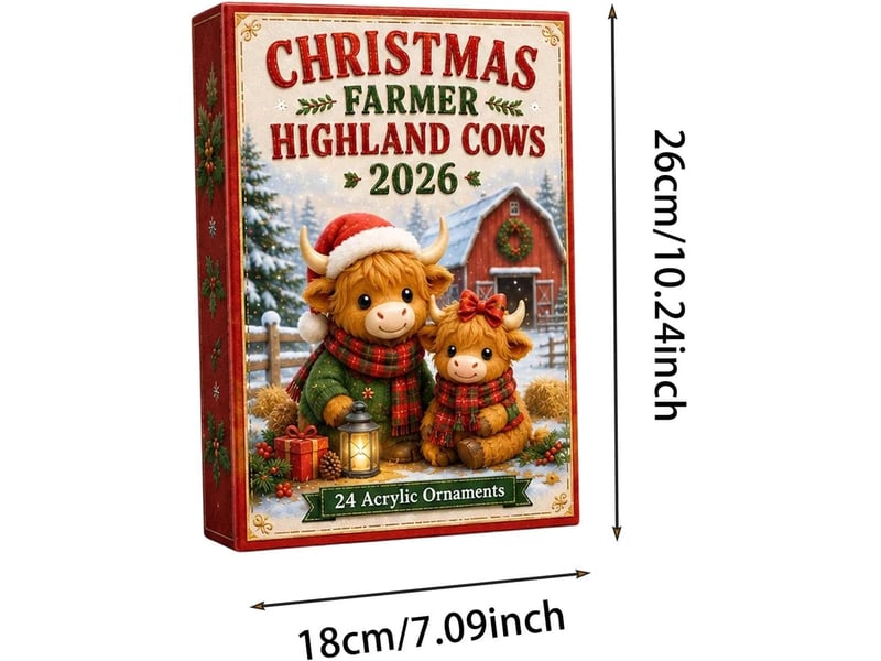  Calendrier de l'avent 2026 highland cow – 24 ornements en acrylique à collectionner, déco de noël  - Conforama B