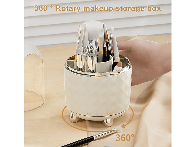  360° rangement pinceaux maquillage avec anti poussière couvercle organisateur cosmétique support de pinceaux de maquillage  - Conforama C