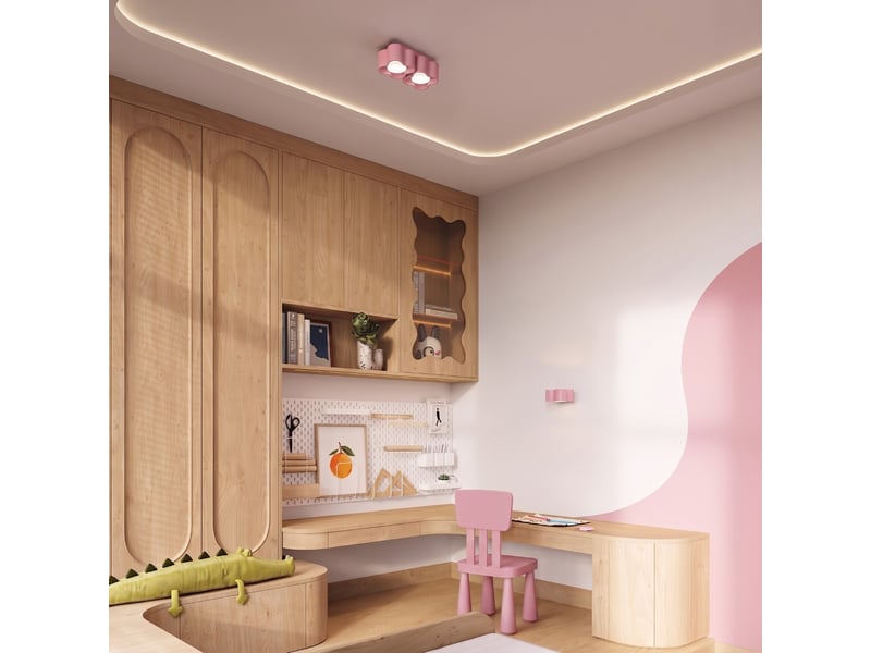  Plafonnier ovio 2 rose gx53 aluminium moderne 8x24.5x12cm SL.3397 - Conforama C