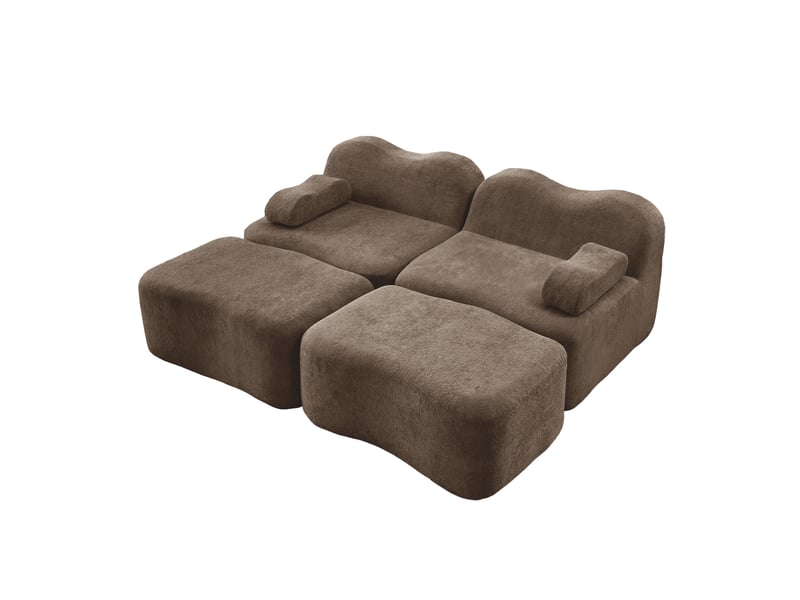Canapé modulable, canapé 2 places — mousse haute densité, marron, base antidérapante, avec accoudoirs - Conforama B