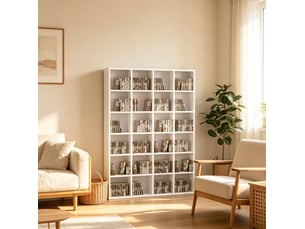 Bibliotheque coloris blanc 24 étagère(s) WISHDOR - 20 cm x 130.5 cm