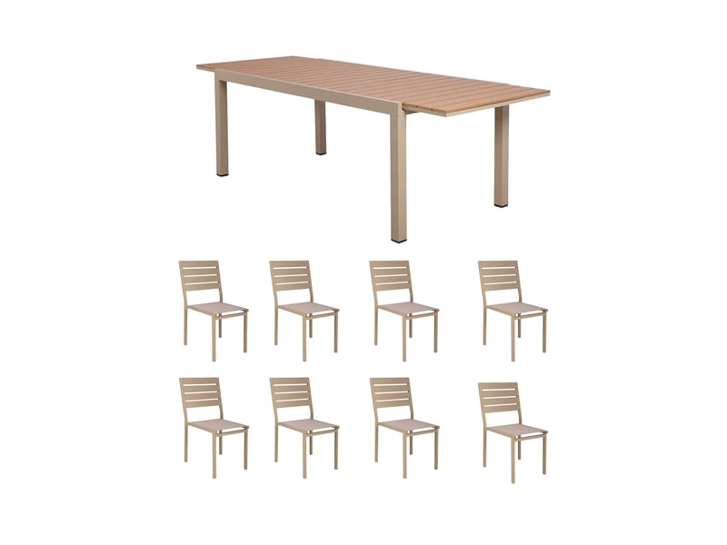  Ensemble table de jardin 200300cm + 8 chaises crème - nice  - Conforama A