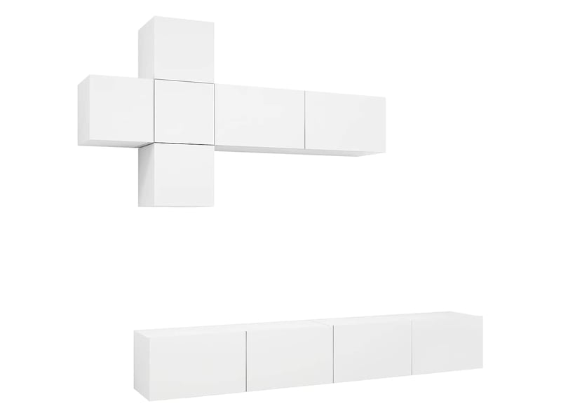  Ensemble de meuble tv - banc tv - meuble de rangement 7 pcs blanc bois d'ingénierie  - Conforama A