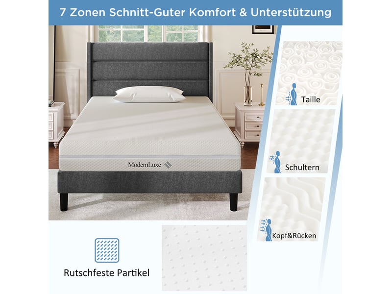 Matelas en mousse 90x200 cm 7 zones réversible h2h3 blanc - Conforama E