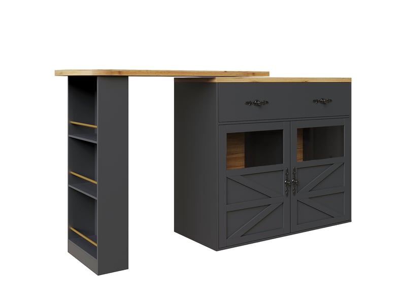  Meuble de cuisine muvano, table de bar extensible de 138 à 204 cm en mdf noire  - Conforama A