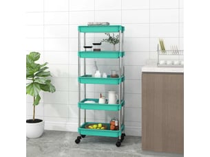 Desserte de cuisine, chariot de rangement 5 niveaux turquoise 42x29x128 cm fer et abs