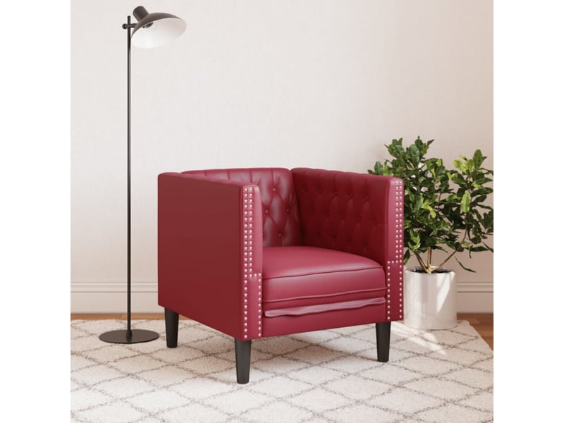  Fauteuil chesterfield rouge bordeaux similicuir  - Conforama C