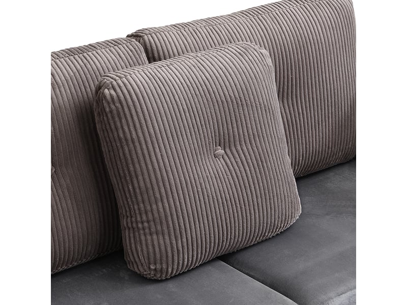  Canapé d'angle convertible,6 places, avec rangement,velours ,261 x 132 x 85 cm,gris  - Conforama E