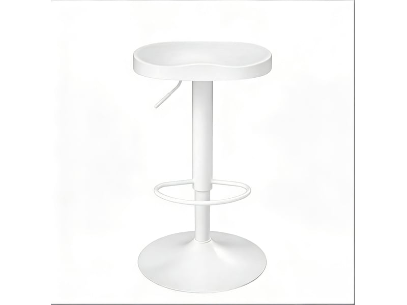  Tabouret de bar 66-90x33x38.5 cm, pivotant, hauteur réglable, chaise de bar, structure en bois et métal, couleur blanc  - Conforama A