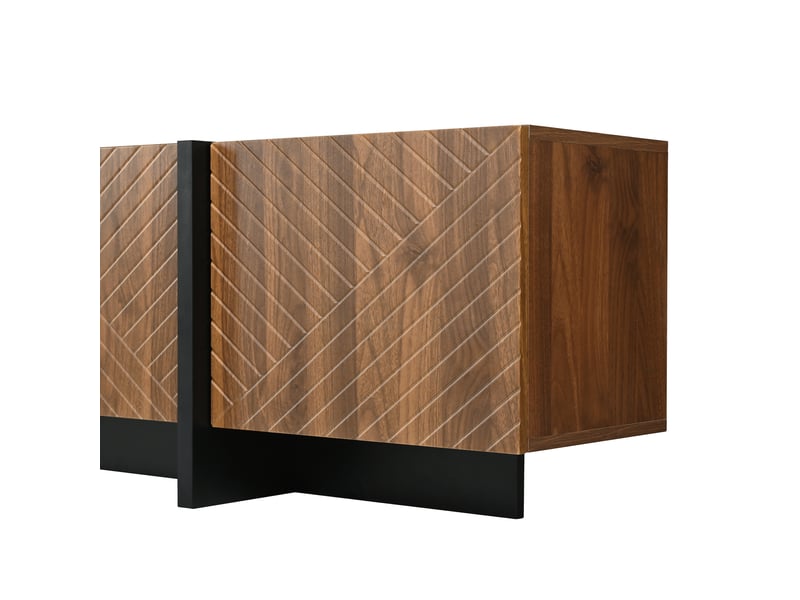  Meuble tv portes de rangement mdf meuble de rangement organisation gain de place design contemporain décor noyer OPULERANE TRADING LTD - Conforama E
