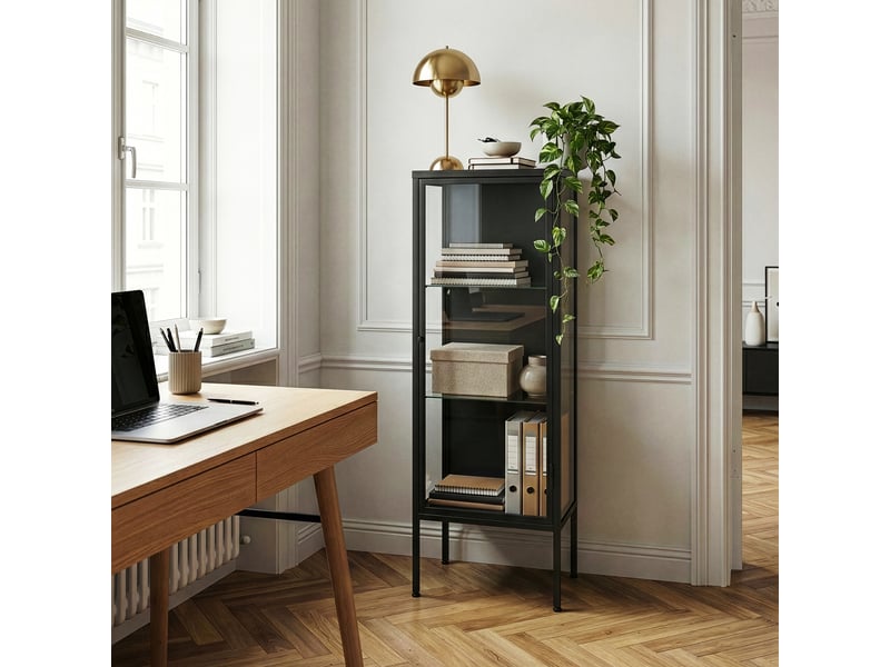 Armoire vitrine borshavisa 116 x 34 x 30 cm acier noir [en.casa] Borshavisa - Conforama B