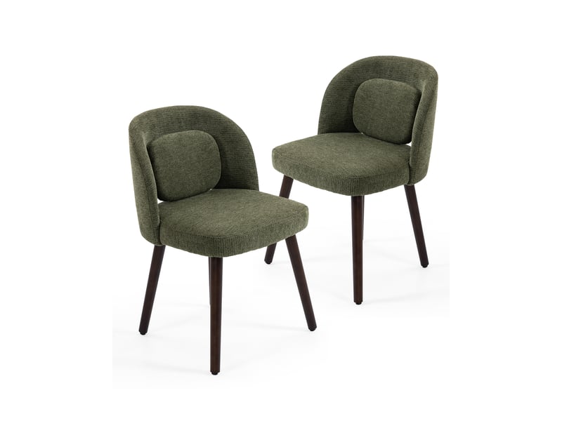  Lot de 2 chaises de salle à manger,avec pieds en bois,velours,vert foncé  - Conforama A
